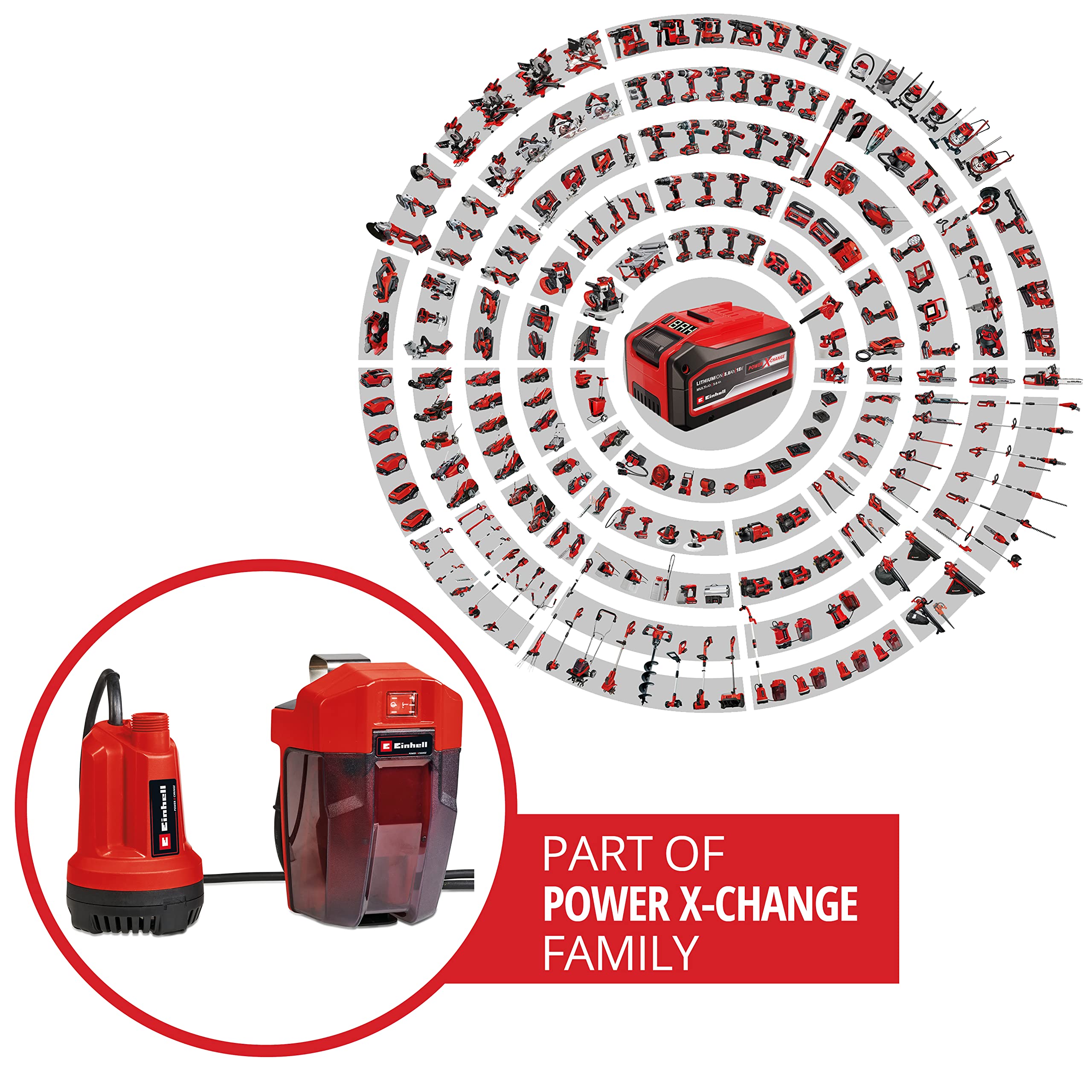 Einhell Akku-Klarwasserpumpe GE-SP 18 Li-Solo Power X-Change (Lithium-Ionen, 18 V, max. Förderhöhe 8 m, max. 5.000 l/Std., 5 m Verbindungskabel, ohne Akku und Ladegerät) 2