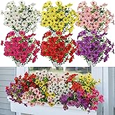 Nepfaivy Artificial Outdoor Flowers UV-Resistant - Realistic Artificial Flowers for Outdoors 12 Bundles of 6 Colors, Fade Resistant Fake Flowers for Outside, Plastic Faux Flowers for Outdoor Planters