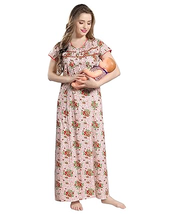 AV2 Women Printed Feeding/Nursing/Maternity Nighty 1191