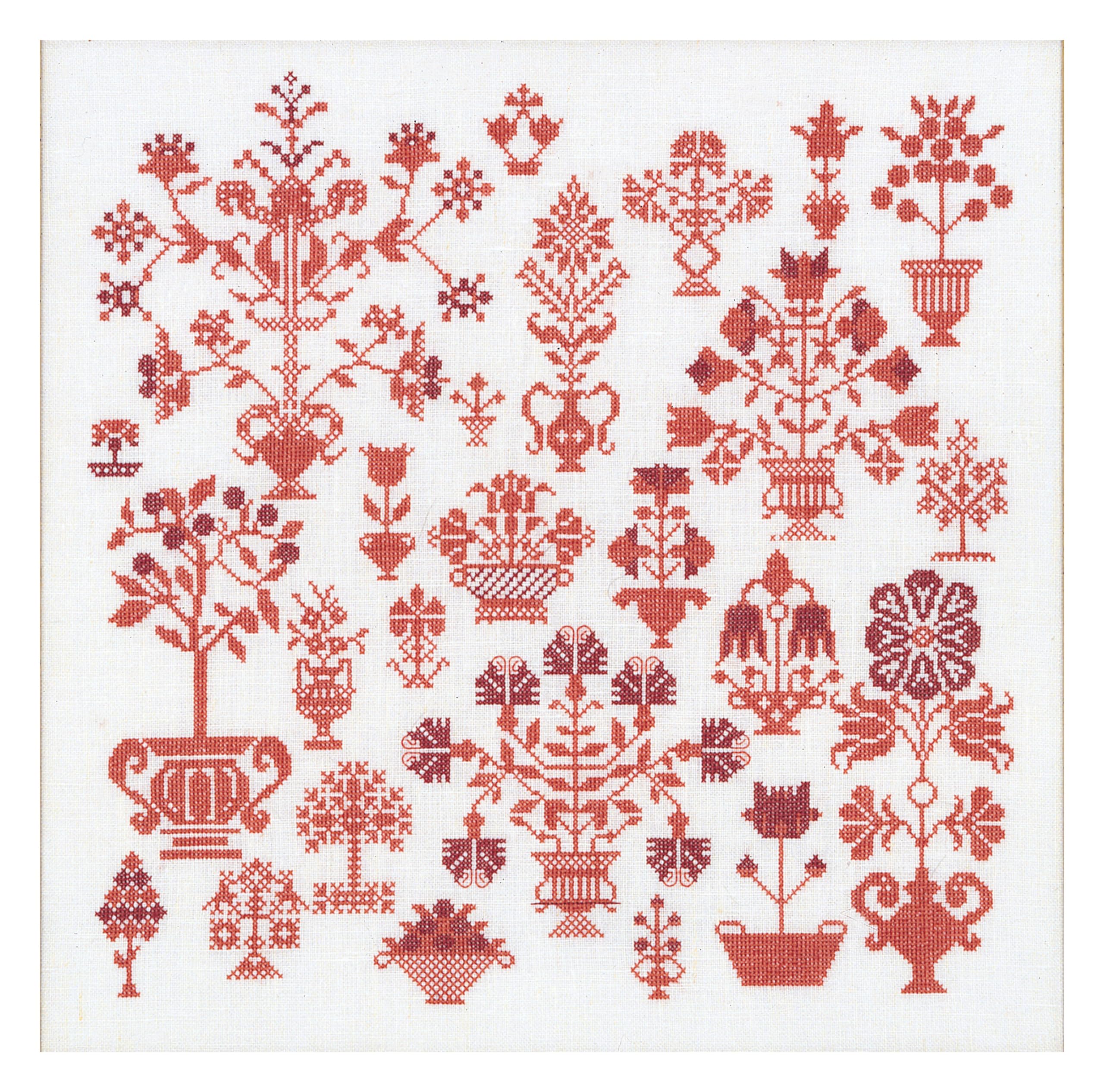 Thea Gouverneur - Counted Cross Stitch Kit - Antique Flower Sampler - Aida - 18 Count - Embroidery Kit for Adults - DMC Embroidery Threads and Other Cross Stitch Supplies Included - 2092A