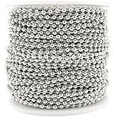 CleverDelights 2.0mm Ball Chain - Silver Color - 30 Feet - Bulk Spool - Craft Jewelry Chain Dog Tags Home