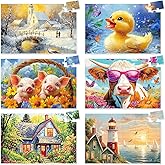 6 Pack 36 Large Piece Puzzles for Dementia Seniors and Elderly Adults, Dementia Activities for Seniors and Alzheimers Activities, Gift for Patients in Nursing Home with 6 Bags (Rural Charm)