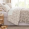 Southshore Fine Living, Inc. Oversized Comforter King Size Bed Set, Down Alternative Paisley Bedspread, Reversible Bedding Sets, California/King Sized Comforter & Matching Shams, Taupe/White