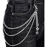 Silver Star Pants Chain Layered Biker Trousers Chains Punk Pocket Pant Chain Goth Punk Wallet Pocket Chains Body Jewelry Accessories for Men Women