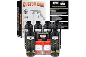 CUSTOM SHOP U-Pol Raptor Black Urethane Spray-On Truck Bed Liner 6 Quart Kit and Custom Coat Spray Gun with Regulator