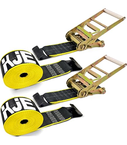 SALUINOKI 8Pack Ratchet Straps Heavy Duty Yellow 2 inch x 15ft Tie Down SALUINOKI 8Pack Ratchet Straps Heavy Duty Yellow 2 inch x 15ft Tie Down