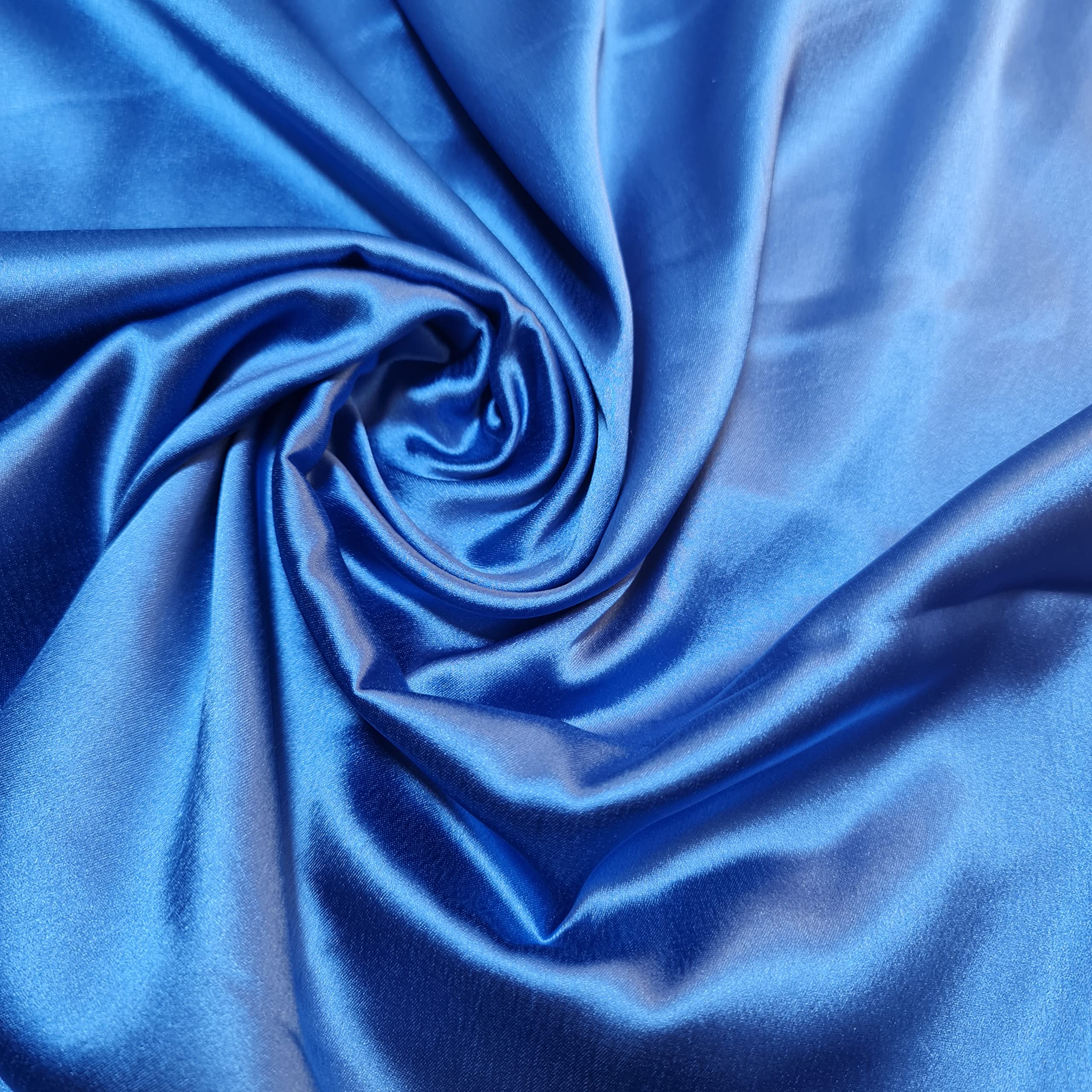 Glossy Charmeuse Silk Satin Bridal Dress Polyester Lining Craft Fabric 44" Meter (2 Meter, New Blue)