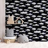Arthouse Stars and Clouds Navy Wallpaper 923907 Nursery Kids Room view 3
