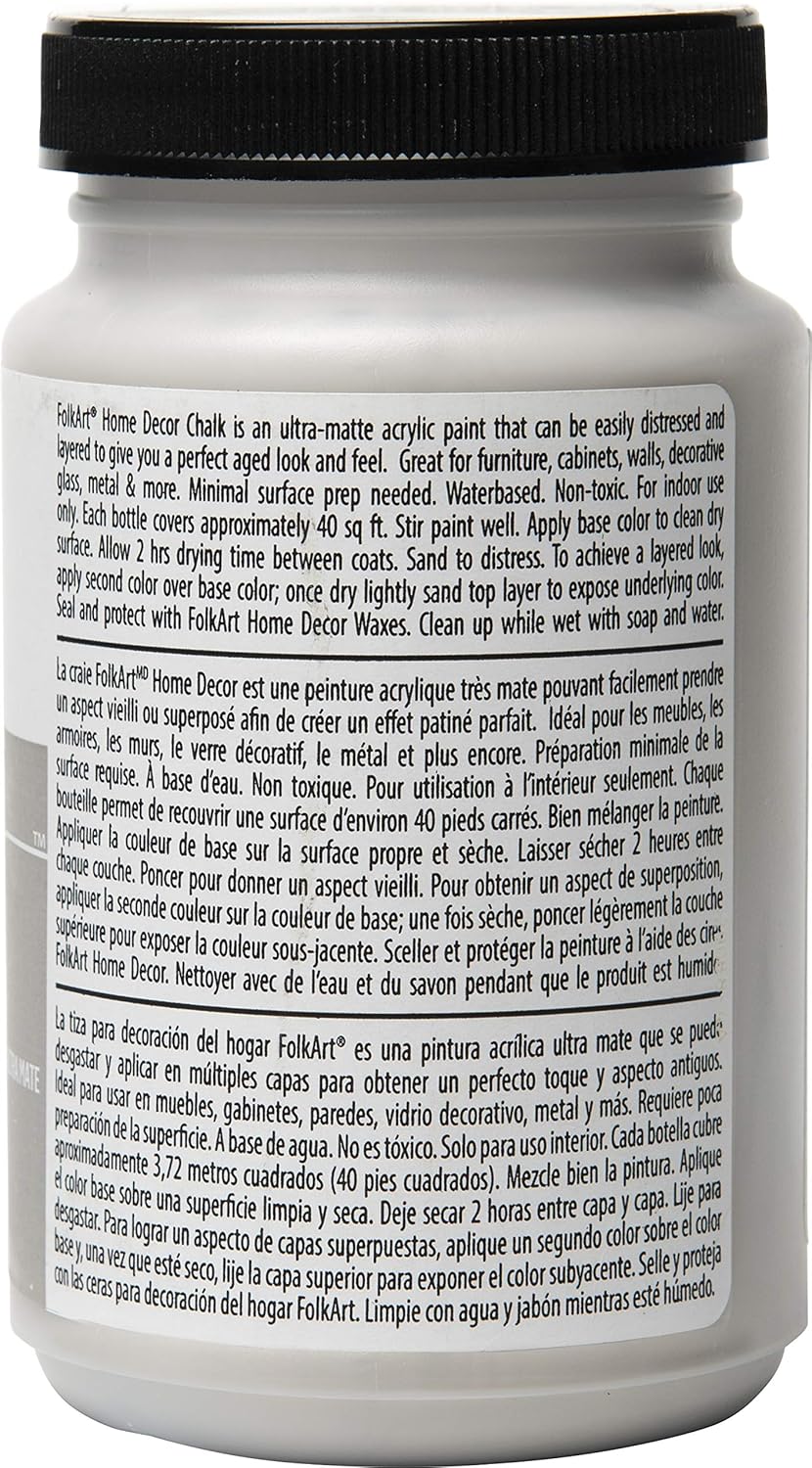 Plaid:Craft Folkart Home Decor Chalk Paint 8 Oz-Parisian Gray, Grey, 236 ml (Pack of 1) - Image 3
