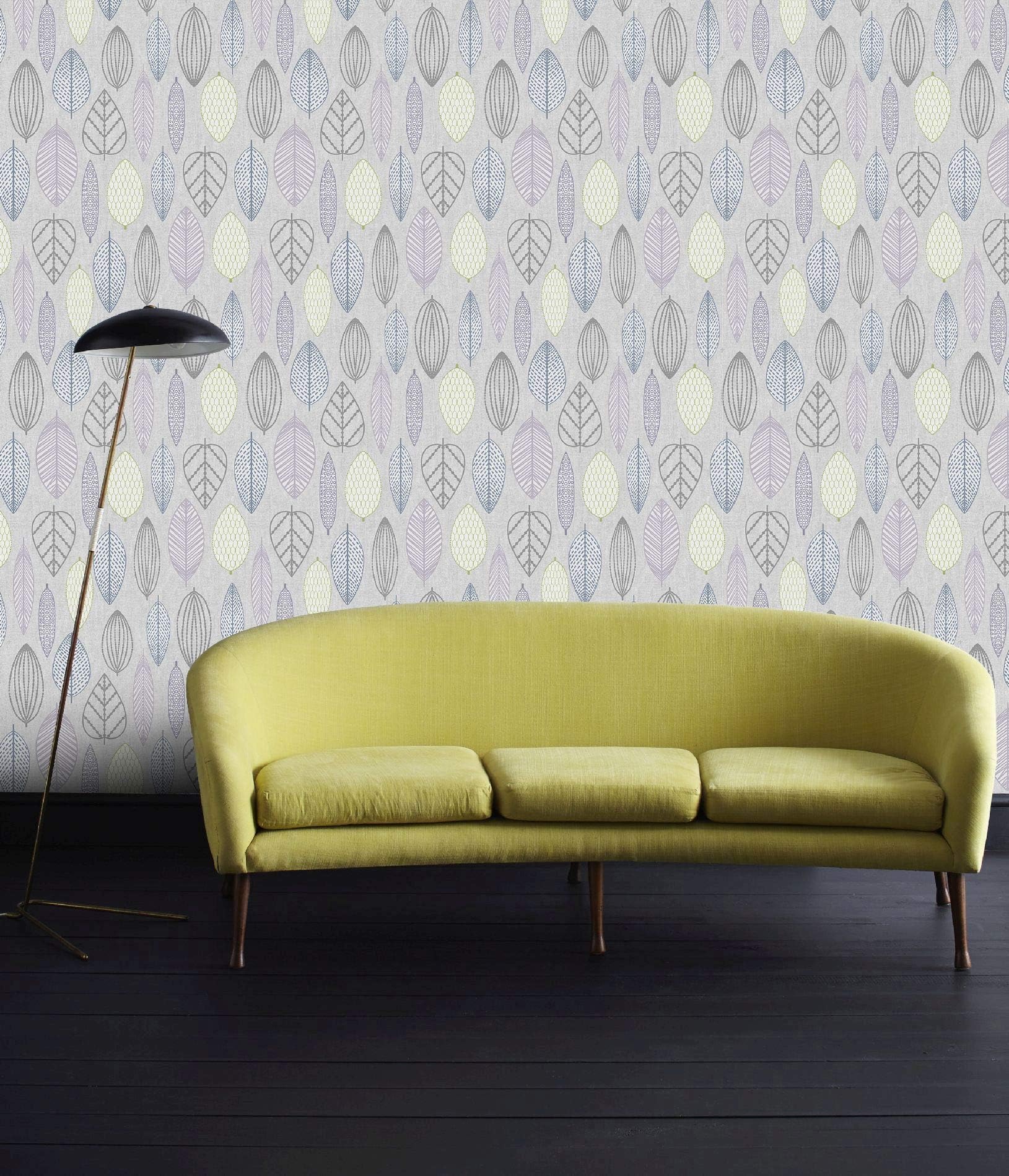 Superfresco Easy Lilac Scandi Leaf Floral Wallpaper