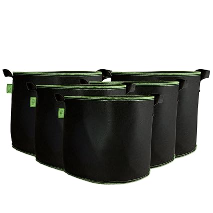 DIYer Pflanzsack aus Vliesstoff - 10 Gallonen, ca. 40 Liter - 5er Pack Pflanztasche Kartoffelsack Pflanzbeutel - Die gesunde 