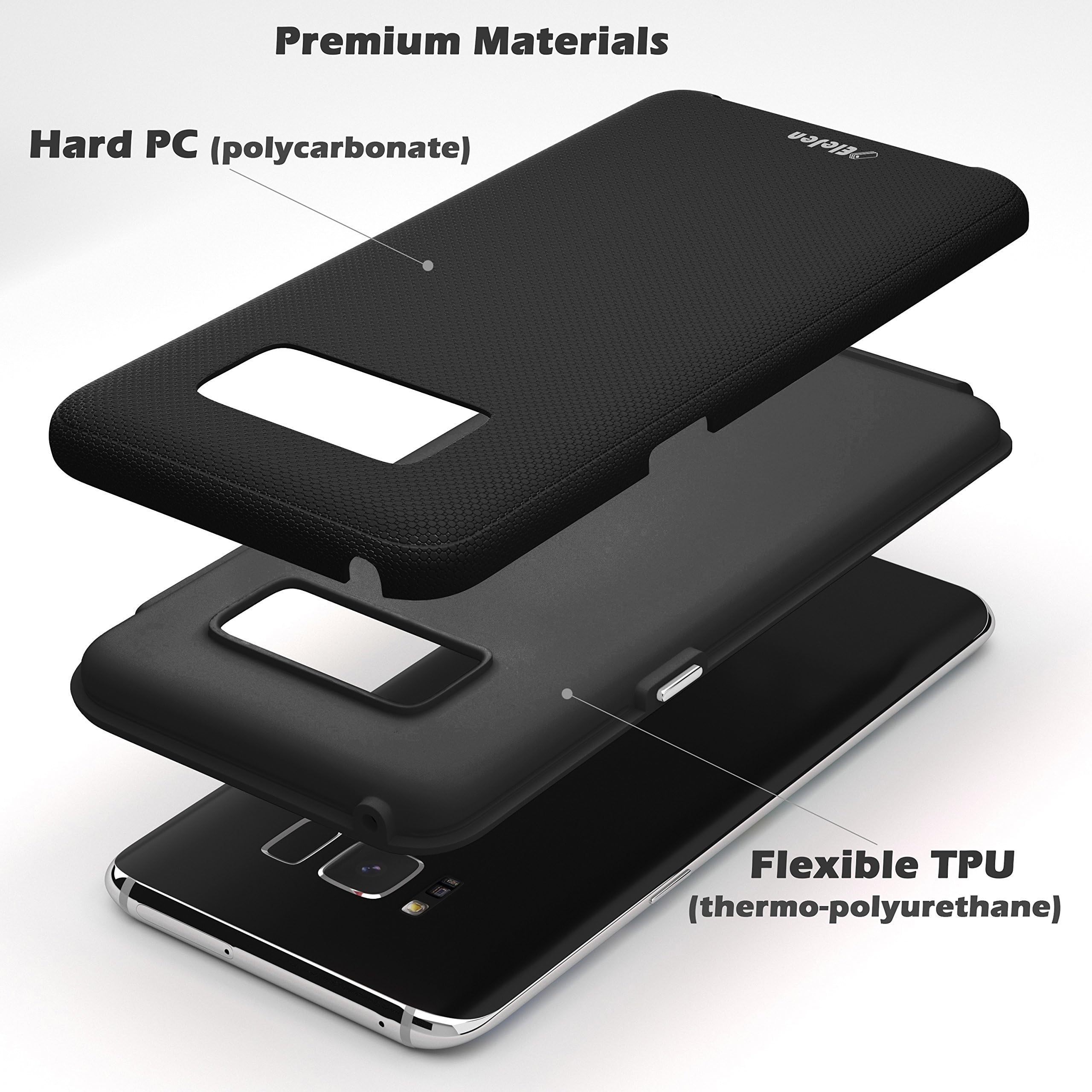 EleJen Samsung Galaxy S8 Case (Black) Hybrid, 2-in-1 Phone Cover | Scratch Resistant, Drop and Shock Protection | Ultra-Slim, Edge-to-Edge Coverage