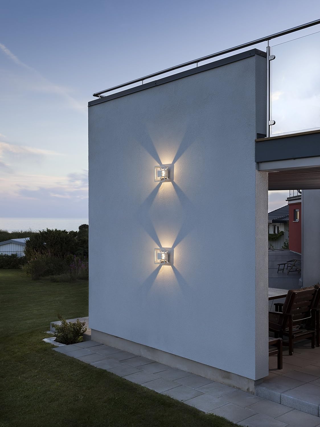 Konstsmide Outdoor Wall Lights/Pescara Up Down Modern Outdoor Wall Lantern/High Power 3 W LED Wall Lamp/Clear Acrylic Lens/Aluminium/IP54/Outside - Image 5