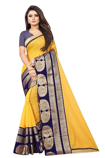 chanderi poly cotton saree with silk blouse piece
