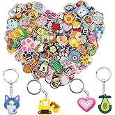 Papacharms Bulk Keychains 100/200pcs Random Different Keychain Lot Lovely Cool Key Chains for Student Prize Birthday Gift Party Favor