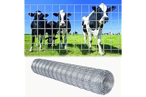 Farm Fence 6ft. x 100ft Galvanized Field Wire Fencing,Heavy Zinc Coating Cattle,Deer,Goat,Hog Wire Fence for Yard Garden & An