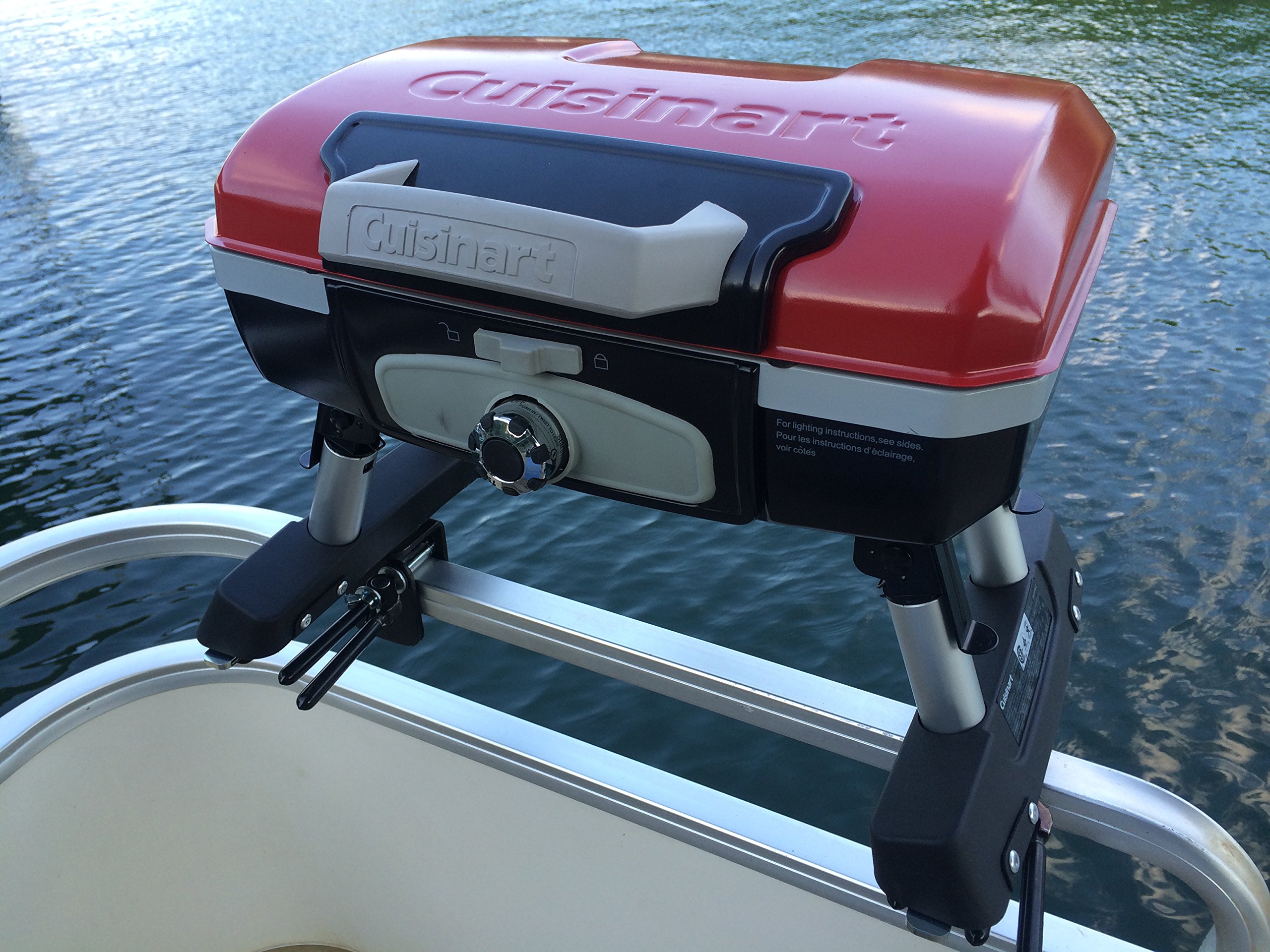 Cuisinart Grill Red Modified for Pontoon Boat with Arnall's Universal