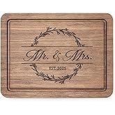 Craftique Wedding Gifts for Couples 2025, Bridal Shower Gifts- Walnut Wood Cutting Board Engraved with Mr. and Mrs. EST. 2025- Mr and Mrs/Wedding/Engagement Gift for Newlyweds Bride and Groom
