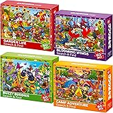 QUOKKA Puzzles for Kids Ages 6-8 - Toddler Puzzles Ages 4-6 - 4-Pack 60 Piece Search and Find Animals and Bugs Jigsaw Puzzle 5-8 - Learning Toys for 3 Year Old Boys and Girls - Educational Games Gift