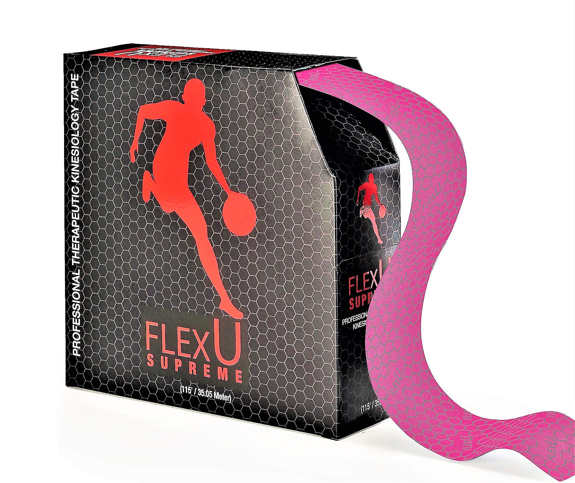 FLEXU Kinesiology Tape; Pink Bulk Pack; UNCUT; Hypoallergenic, Therapeutic Recovery Medical Tape for Sports Injuries; Alleviates Pain, Reduces Swelling & Induces Faster Recovery