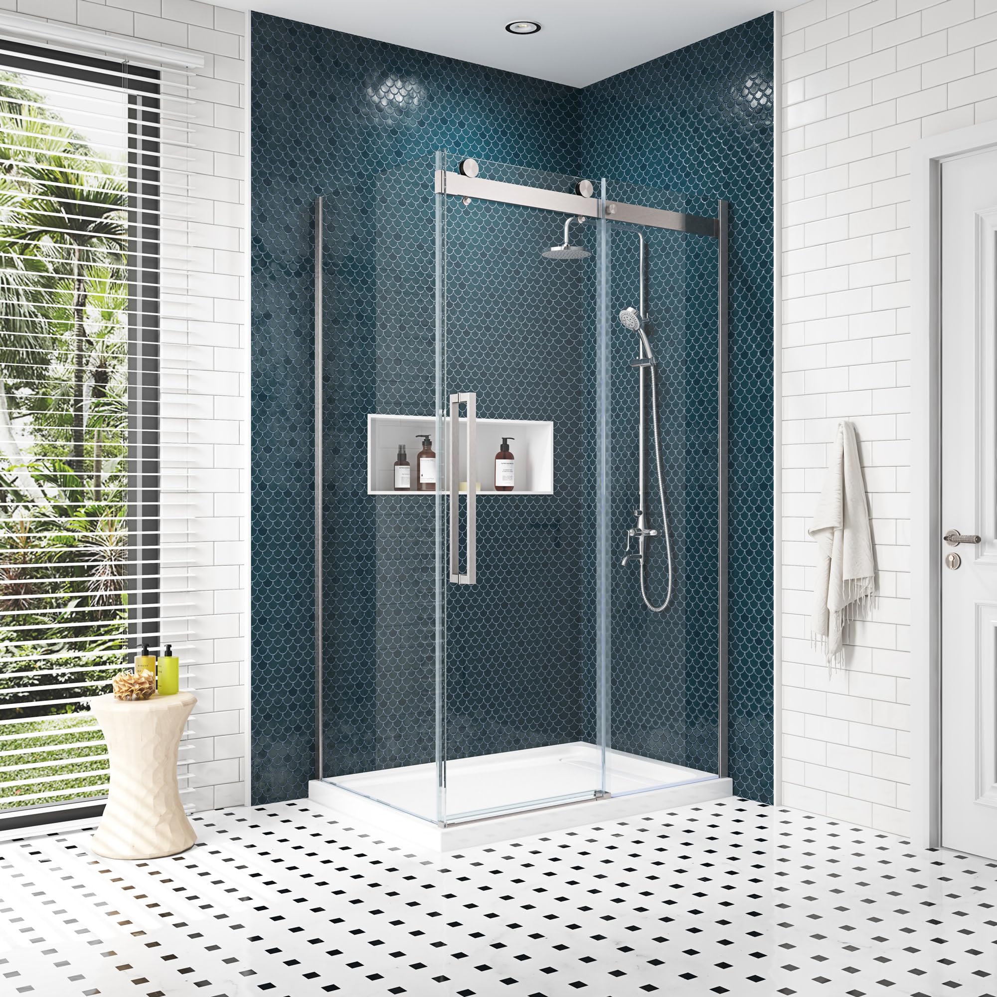 Photo 1 of *Box damaged* OVE Decors Bel Side Panel 32" Satin Nickel Framless Shower Side Panel Corner Shower