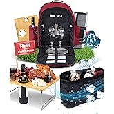 PL Harmony Picnic Backpack for 2 - All-in-One for Couples [with Picnic Blanket & Portable Wine Table] - Waterproof 32L - Insulated Picnic Set - Cooler Pouch & Wine Holder - Dating, Outdoor & Camping