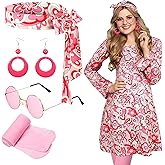 Janmercy 5 Pcs 70s Disco Outfit for Women Hippie Costumes Accessories 70s 80s Halloween Decades Party Cosplay
