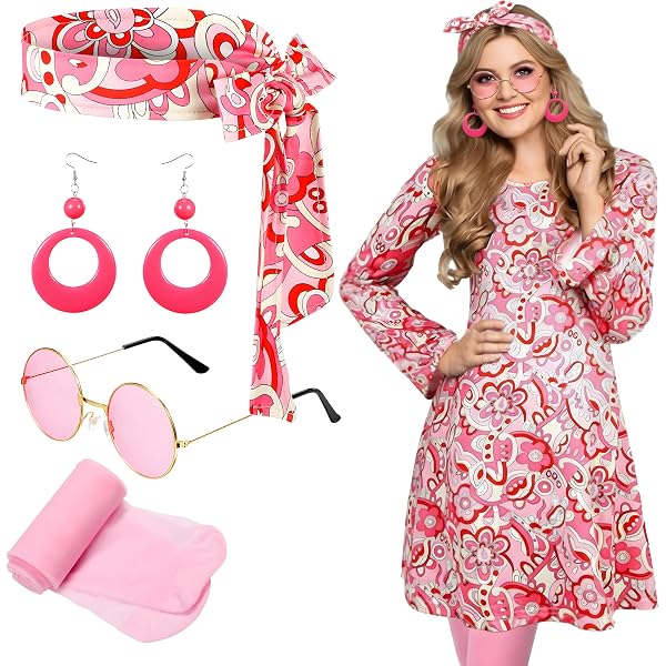 Disfraz Retro Hippie Para Mujer Fancy M Vestido Y Diadema 60s 70s Disco METRO Hugo Traje Hippie Mujeres Adultos | En Línea