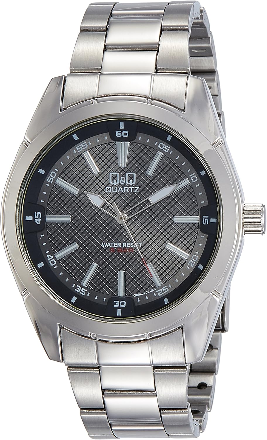Q&Q Mens Quartz Watch, Analog Display and Stainless Steel Strap