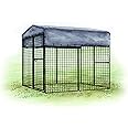OverEZ Chicken Run Tarp Cover (Run Not Included), Fits 8ft Walk-in Run (6'6"W x 7'6"L x 7'6"H), Heavy-Duty Canvas Tarp, Weatherproof Material, ﻿Chicken Coop Accessory, Grommets Every 12" with Ties