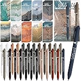 Feifeiya 200 Set Christian Church Gifts 200 Bible Verse Pens Bulk 200 Bible Emergency Numbers Bookmarks Religious Pens Church Visitors Gifts for Men Women(Natural Colors,Scenery Style)