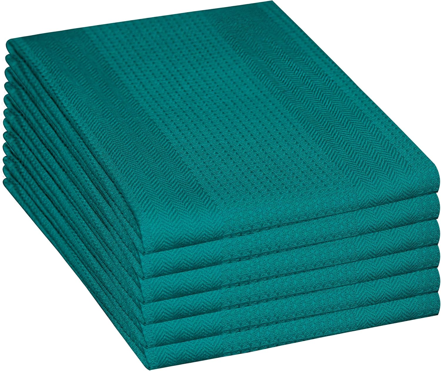 Cotton Clinic Waffle 16x28 Kitchen Dish Tea Towels Teal 6 Pack