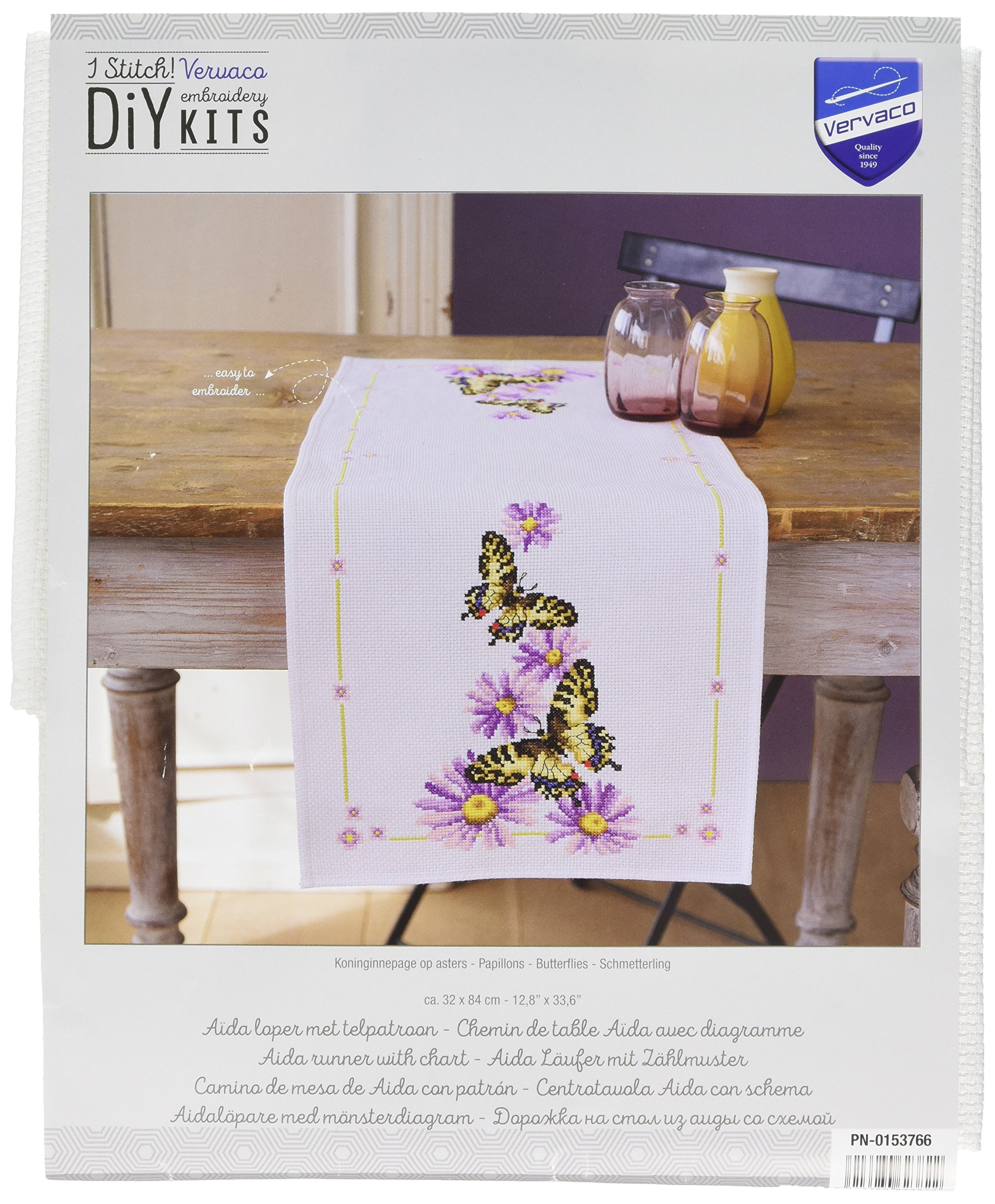 Vervaco Aida Runner Butterflies, Cotton Blend, Assorted, 18.3 x 0.5 x 9.5 cm