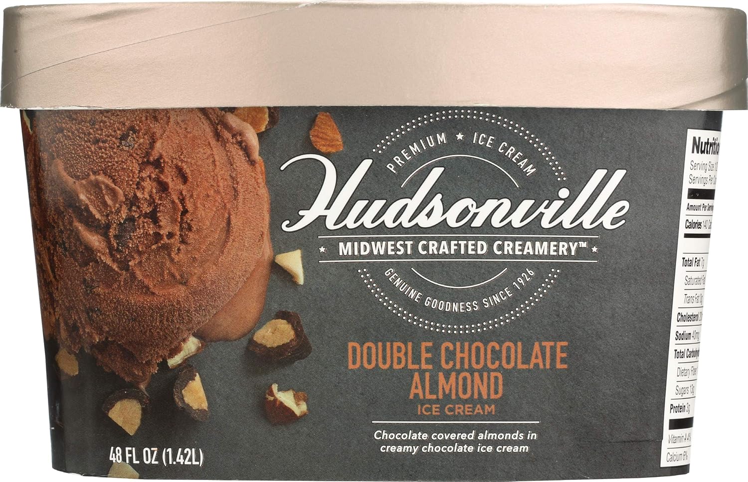 Hudsonville Ice Cream, Double Chocolate Almond, 48 Fl. Oz