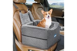 Aupures Dog Car Seat-Perfect Dog Car Seats for Small Dogs Under 40 lbs,Dog Booster Car Seat with Adjustable Height,Small Dog Car Seat,Pet Car Seat,Dog Car Carrierwith Removable Cushion(Gray)