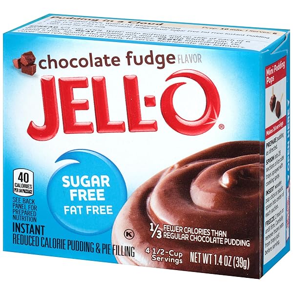 JELL-O INSTANT CHOCOLATE FUDGE SUGAR-FREE FAT FREE PUDDING & PIE FILLING (1.4 OZ BOX)