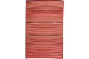 Fab Habitat Outdoor Rug - Waterproof, Fade Resistant, Crease-Free - Premium Recycled Plastic - Striped - Patio, Deck, Porch, Balcony, Laundry Room - Cancun - Sunset - 4 x 6 ft