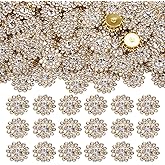 150Pcs 14mm Sew on Rhinestones Sunflower Flower Claw Rhinestones Crystal Glass Flatback Gold Base Glass Sew on Clothes Wedding Dresses Decoration Crafts(Crystal)