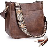 Caitina Crossbody Bag For Women Trendy Vegan Leather Hobo Handbag Designer Crossbody Shoulder Purse with 2PCS Adjustable Strap(Browna