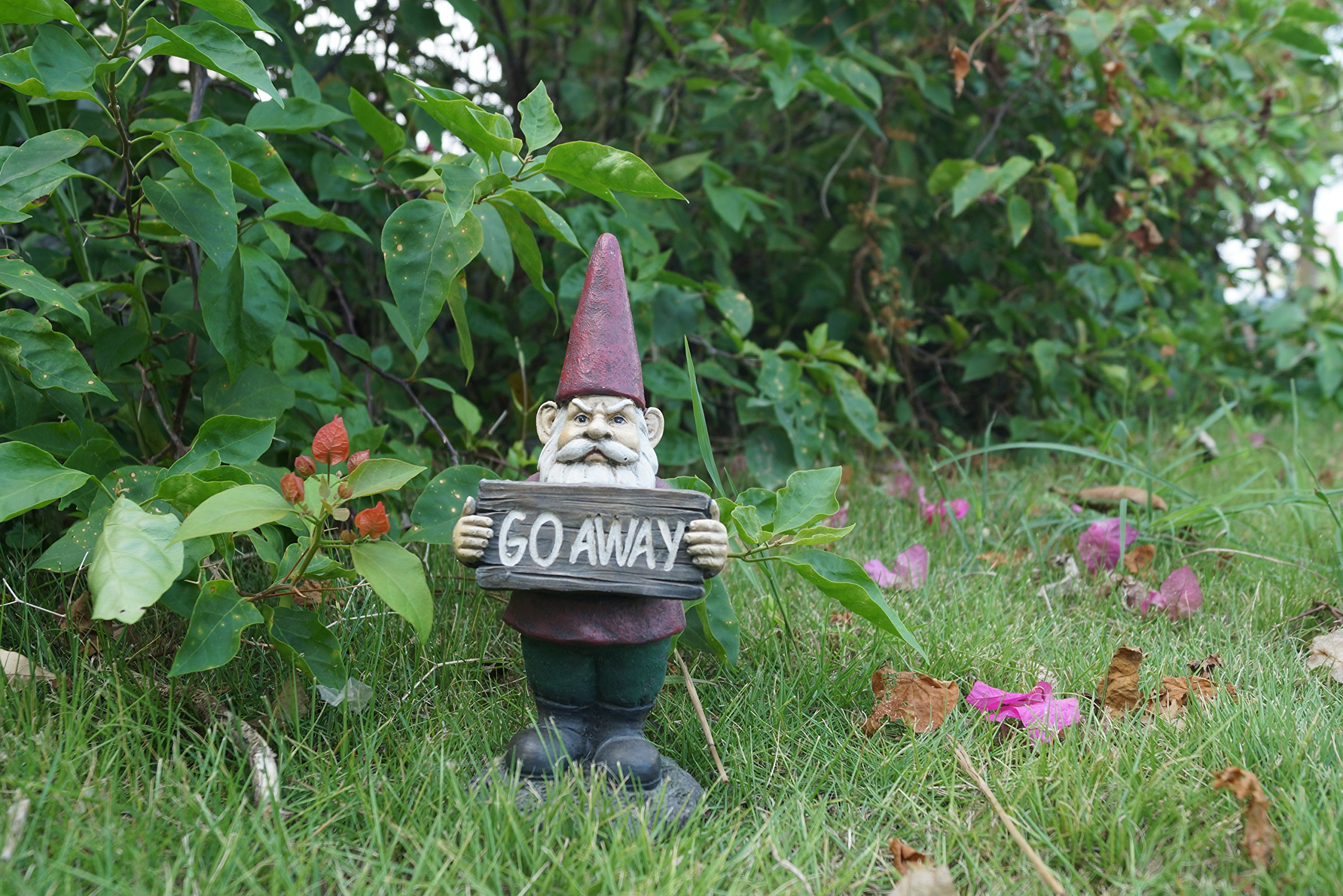 RUNADI Gnome Holds Go Away Sign