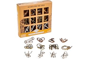 PROJECT GENIUS Ancient Metals 12-Piece Metal Puzzle Set – Brain Teaser Disentanglement Puzzles for Adults & Teens, Logic Game Gift for Men, Stress Relief Desk Toys, Unique Metal Mind Challenges
