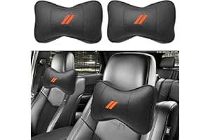 YOSRTER 2 PCS Neck Pillow for Dodge Charger Challenger Durango Journey Universal Fit to All Dodge Comfortable Soft Driving Seat Headrest Pillow Neck Support for Dodge Accessories（Orange Trim）