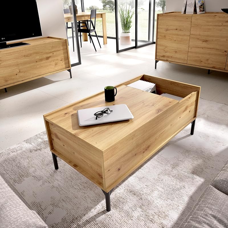 Ness Mesa de Centro elevable, Melamina, Nordic, 41x99x60 cm