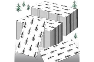 LASLU 100pcs Christmas Tree Disposable Paper Decorative Guest Napkins, Black Xmas Trees Hand Towel for Party Lunch Dinner Kit