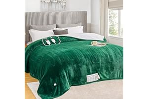 greenoak Heated Blanket Electric King Size 100"X90" Dual Control, Heating Blanket with 10 Heat Levels 1/2/4/6/8 Hours Auto-Off Overheat Protection, Soft Sherpa Warm, ETL Certified Mint Green