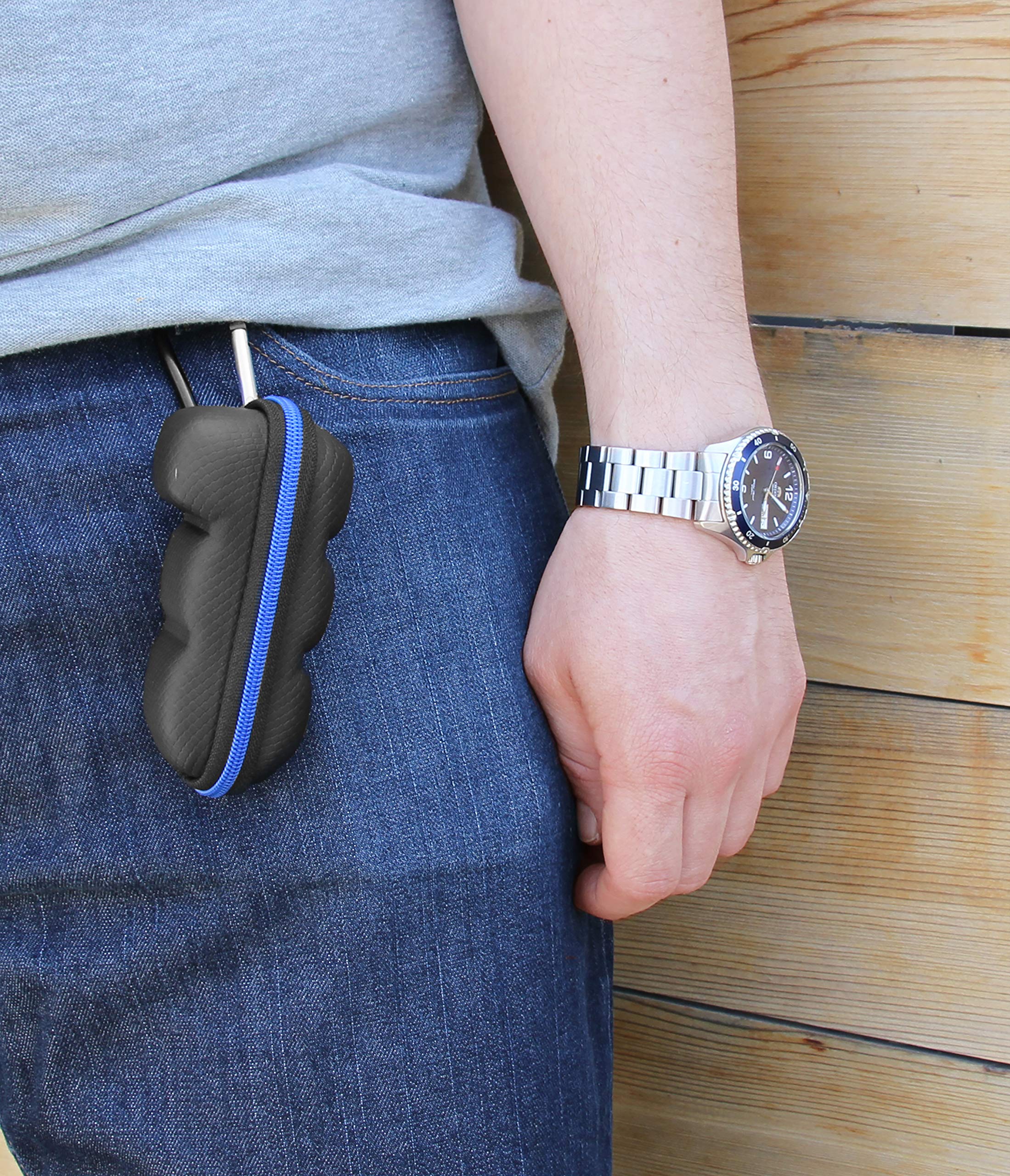 CASEMATIX Asthma Inhaler Travel Case with Lanyard and Clip-on Keychain Carabiner, Includes Inhaler Holder Case Only, Black