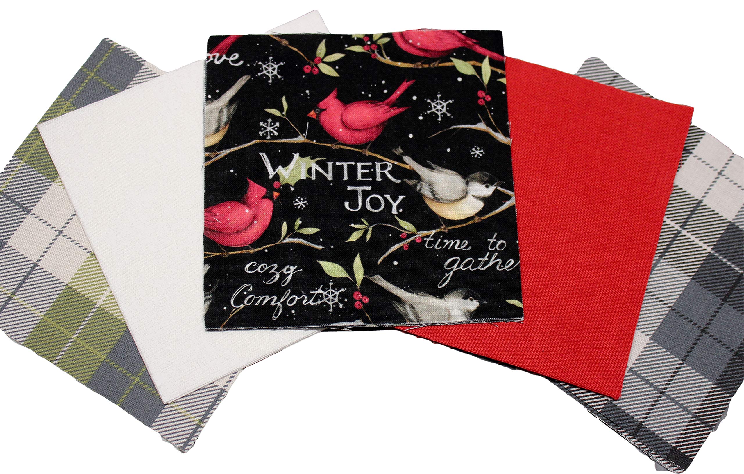 Winter Joy 5 Inch Charm Pack for Quilting - Die Cut - Set of 42 - Winter Christmas Fabric