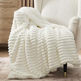 Bedsure Soft Sherpa Blanket Fluffy Throw White 50"x60" | Cozy Fuzzy Comfort Fleece, Thick Plush Warm Fall Winter Bedding, Gift for Women Men, Home Room Decor, Couch Bed Offical