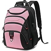 Boavan Laptop Backpack for men, 15.6 inch Laptop Bag with USB Port, Waterproof Travel Work Backpack Purse, Anti-Theft Teacher Nurse Doctor Casual Bookbags Office Business backpack，PinkBlack