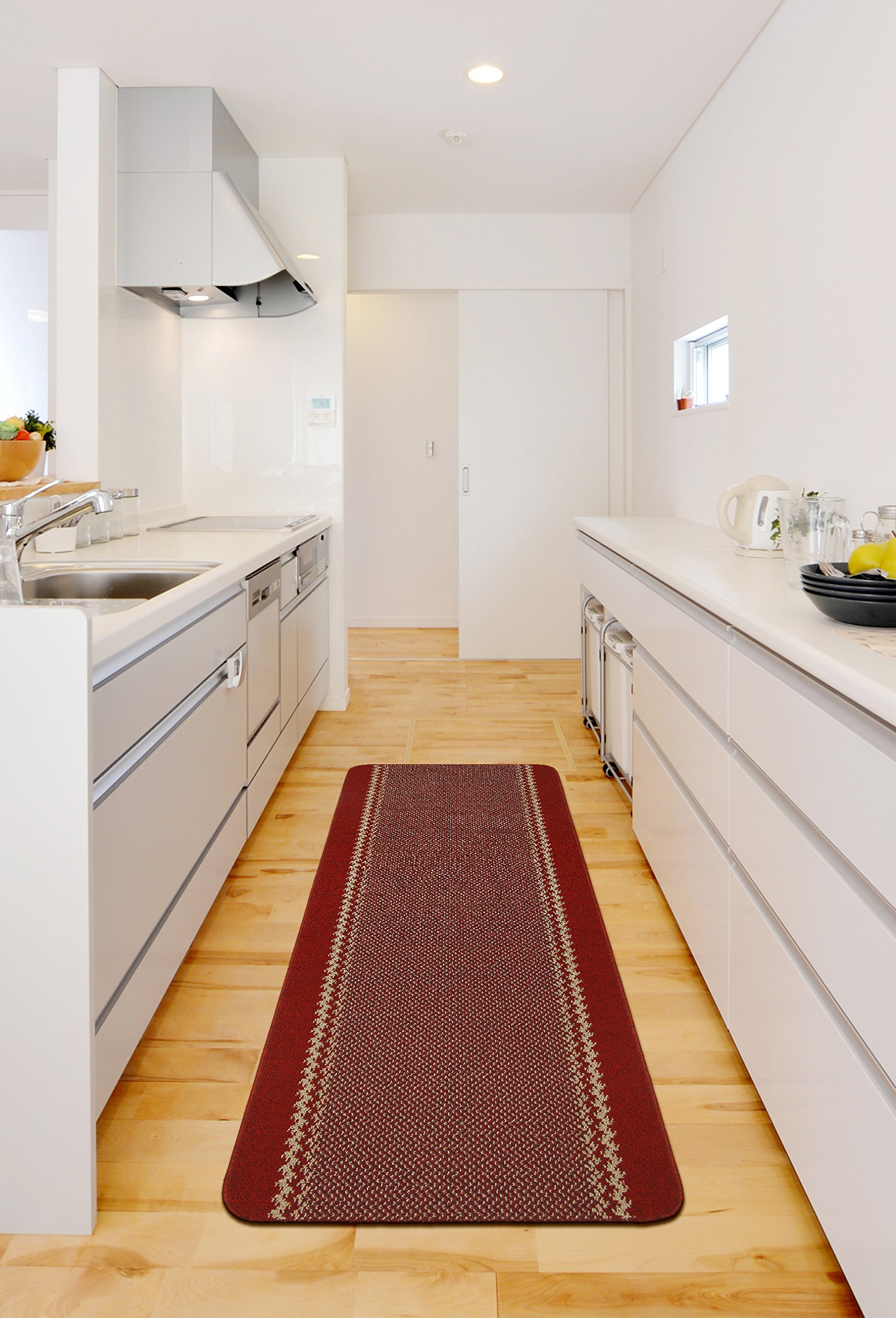 William Armes 3800114 Kilkis Washable Kitchen Rug, Red, 180 x 67 cm